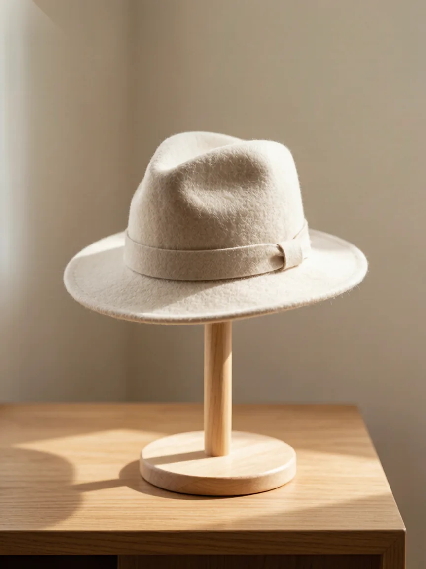 Elegant handmade hats presented in a sophisticated lifestyle setting
