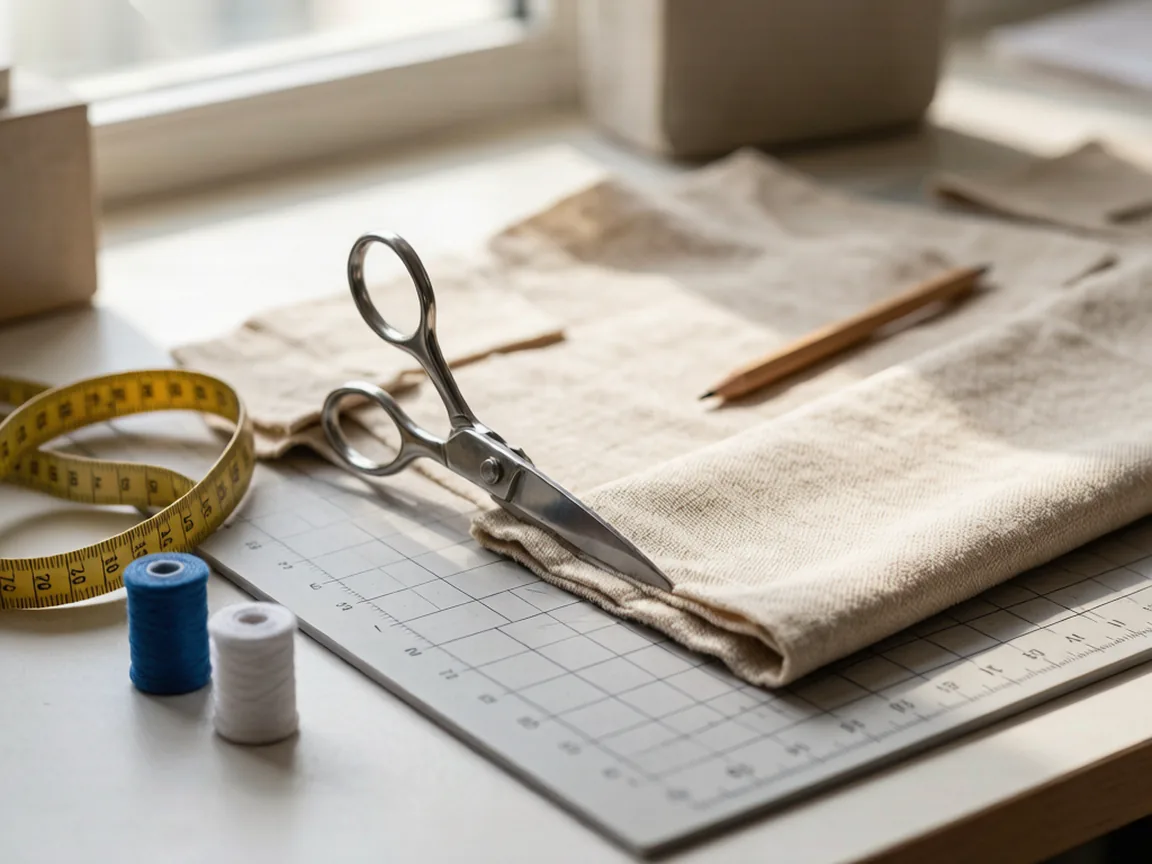 Textile cutting, sewing and handmade production detail