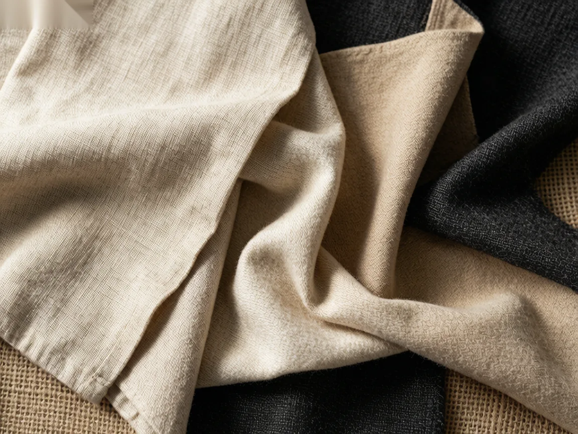 Natural materials and fabric textures in an editorial composition