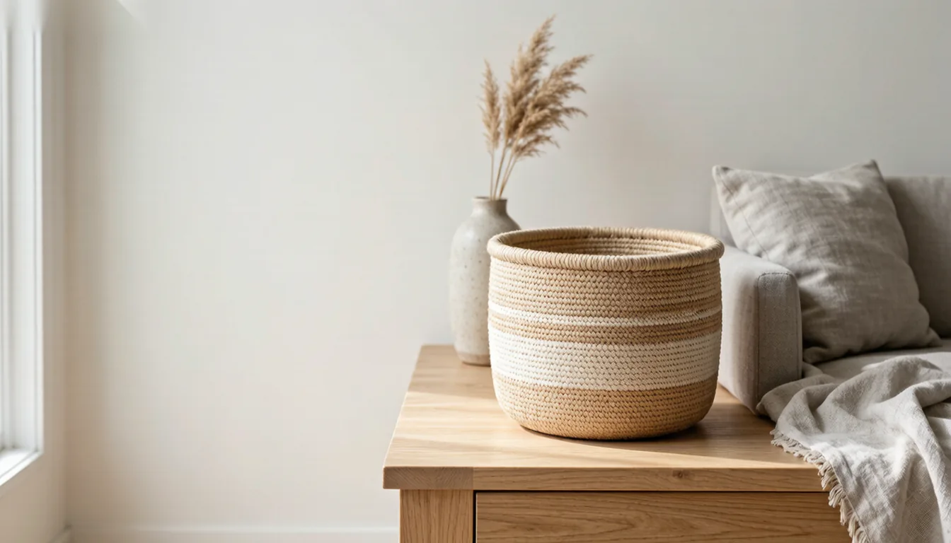 Handcrafted baskets, textiles and home décor in a warm minimalist interior